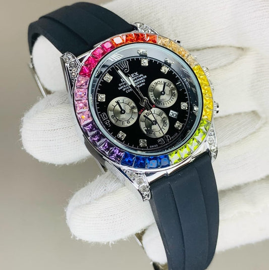Rolex Daytona Strap (Black-Rainbow)